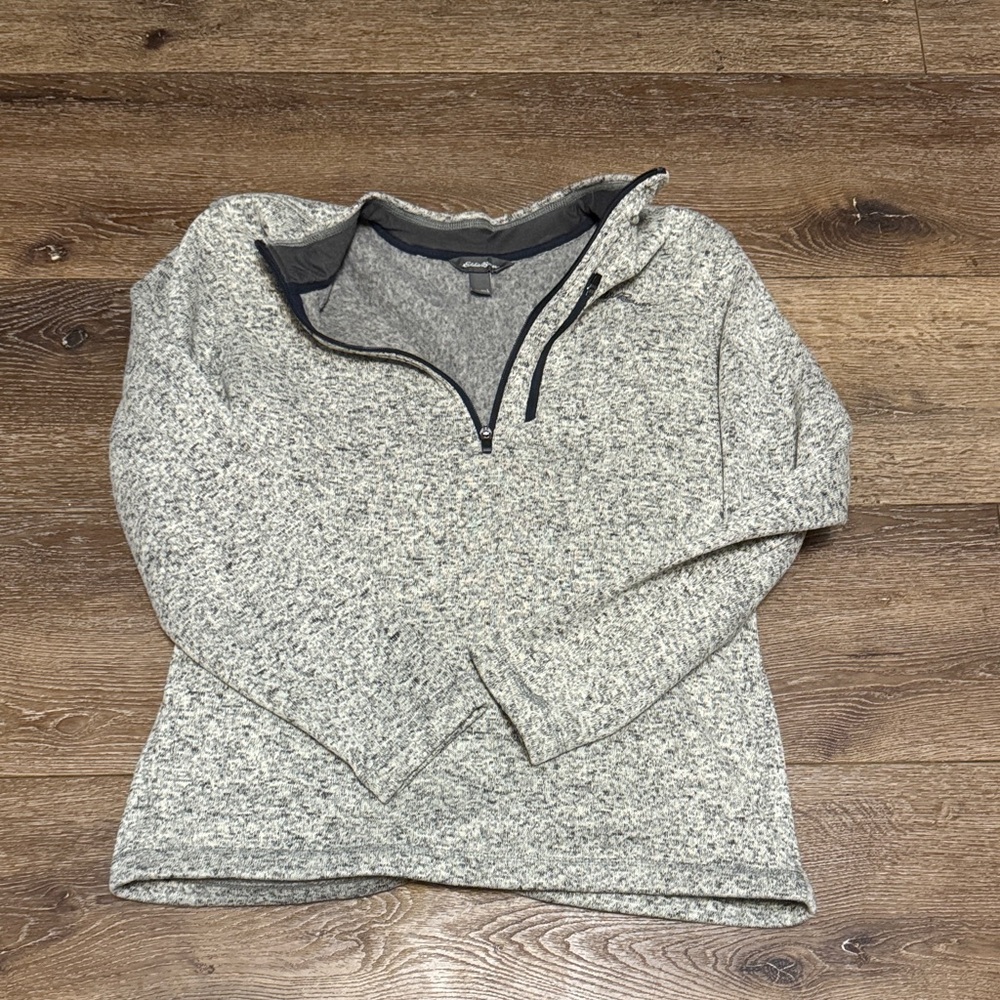 Eddie Bauer gray quarter zip sweater large